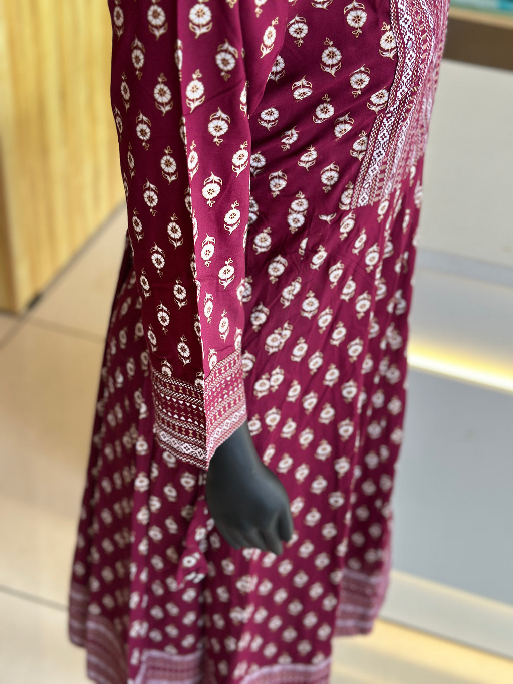 Elegant Floral Pattern Maroon Colour Kurti