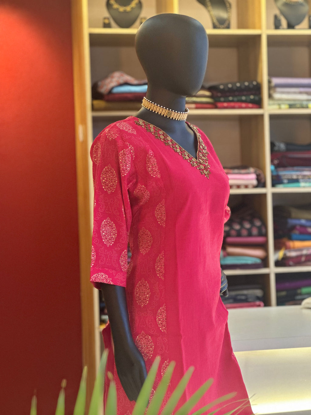 Graceful Elegance: Printed Kurti with Handcrafted Bead Work