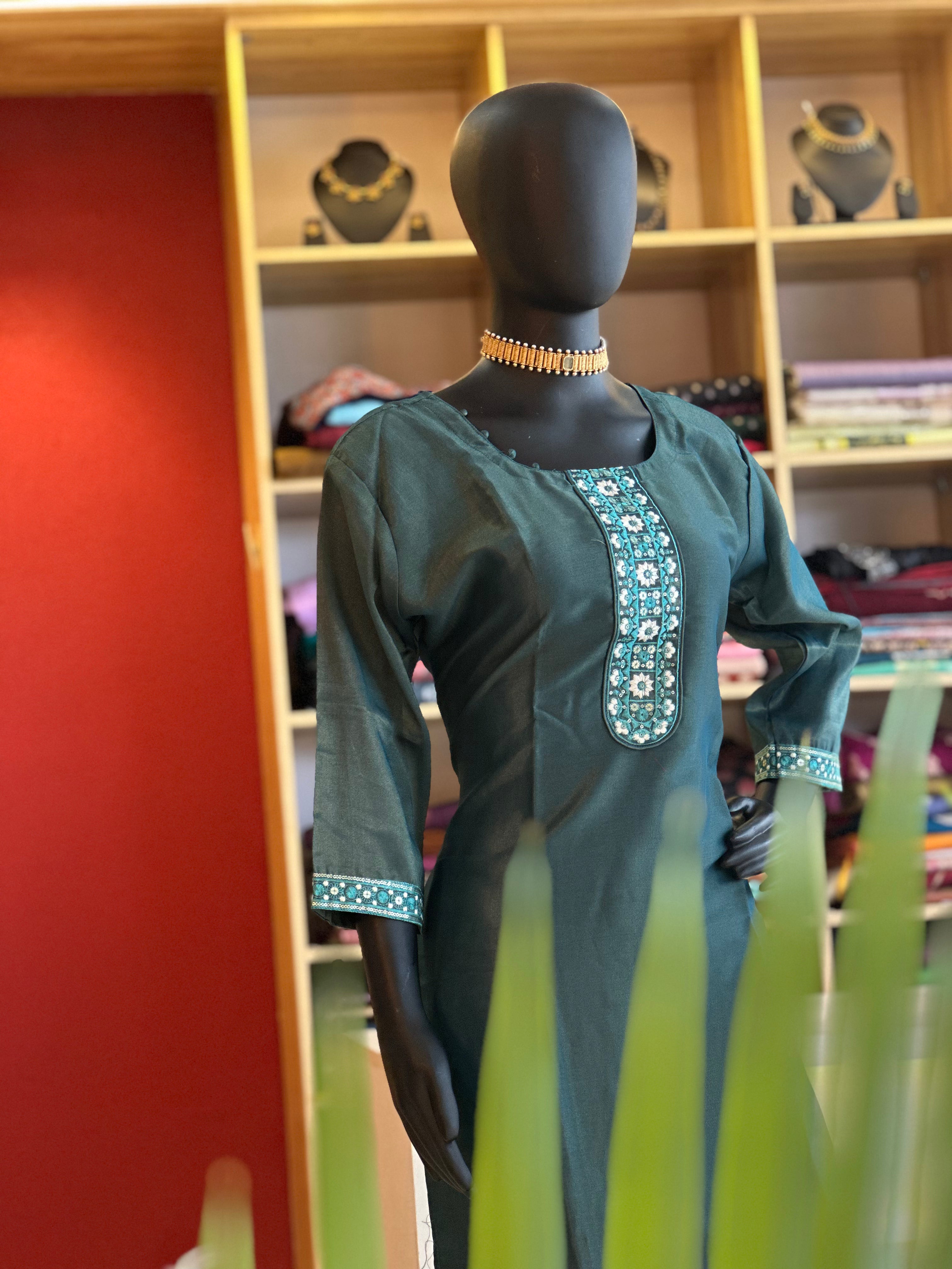 Trending Teal Green Cotton Kurti – Elegant Embroidery for Every Occasion