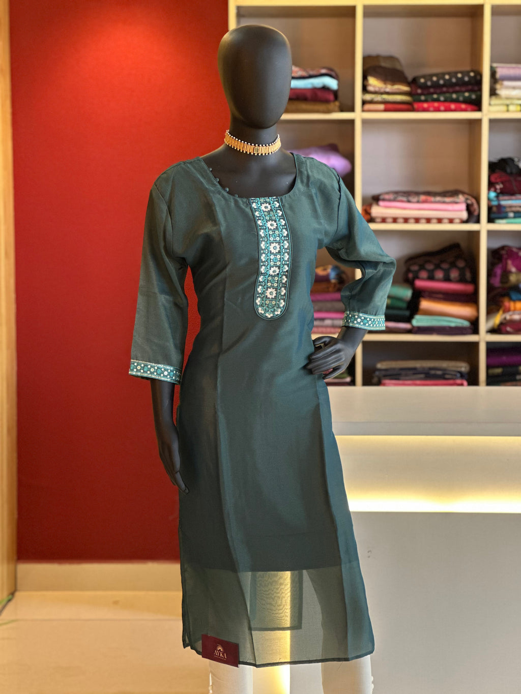 Trending Teal Green Cotton Kurti – Elegant Embroidery for Every Occasion