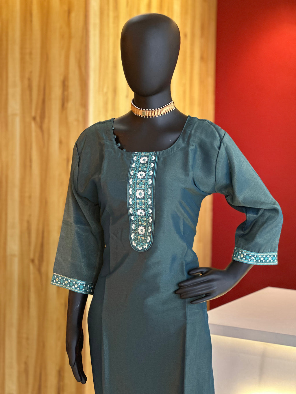 Trending Teal Green Cotton Kurti – Elegant Embroidery for Every Occasion