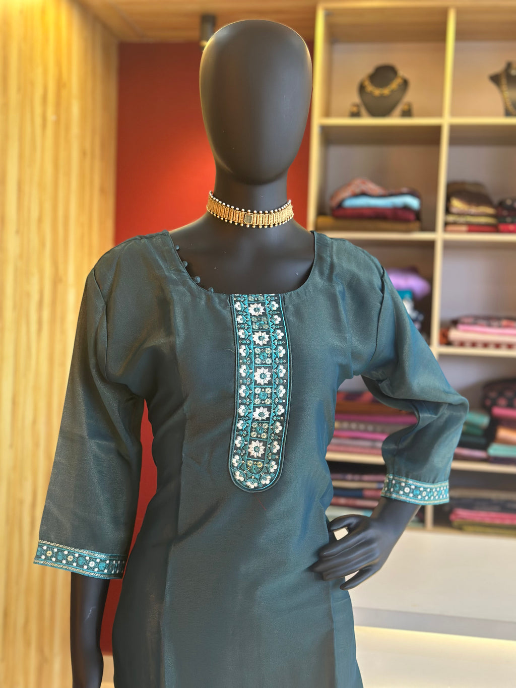 Trending Teal Green Cotton Kurti – Elegant Embroidery for Every Occasion