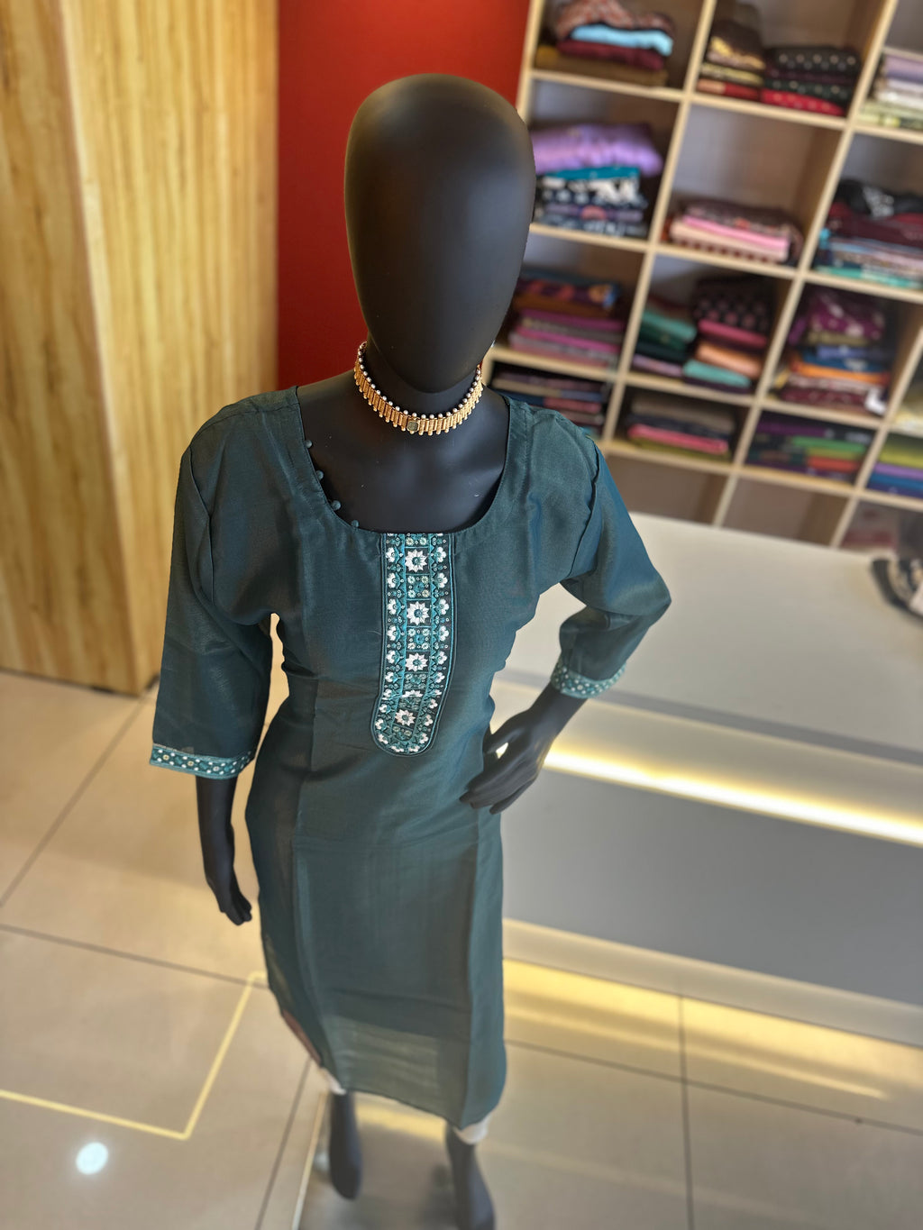 Trending Teal Green Cotton Kurti – Elegant Embroidery for Every Occasion