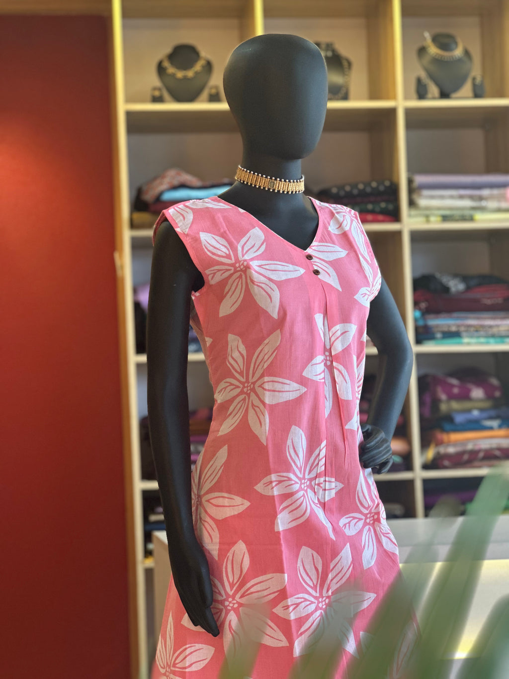 Pink Floral Cotton Sleeveless Kurti – Fresh Summer Style by Ayka Fashions