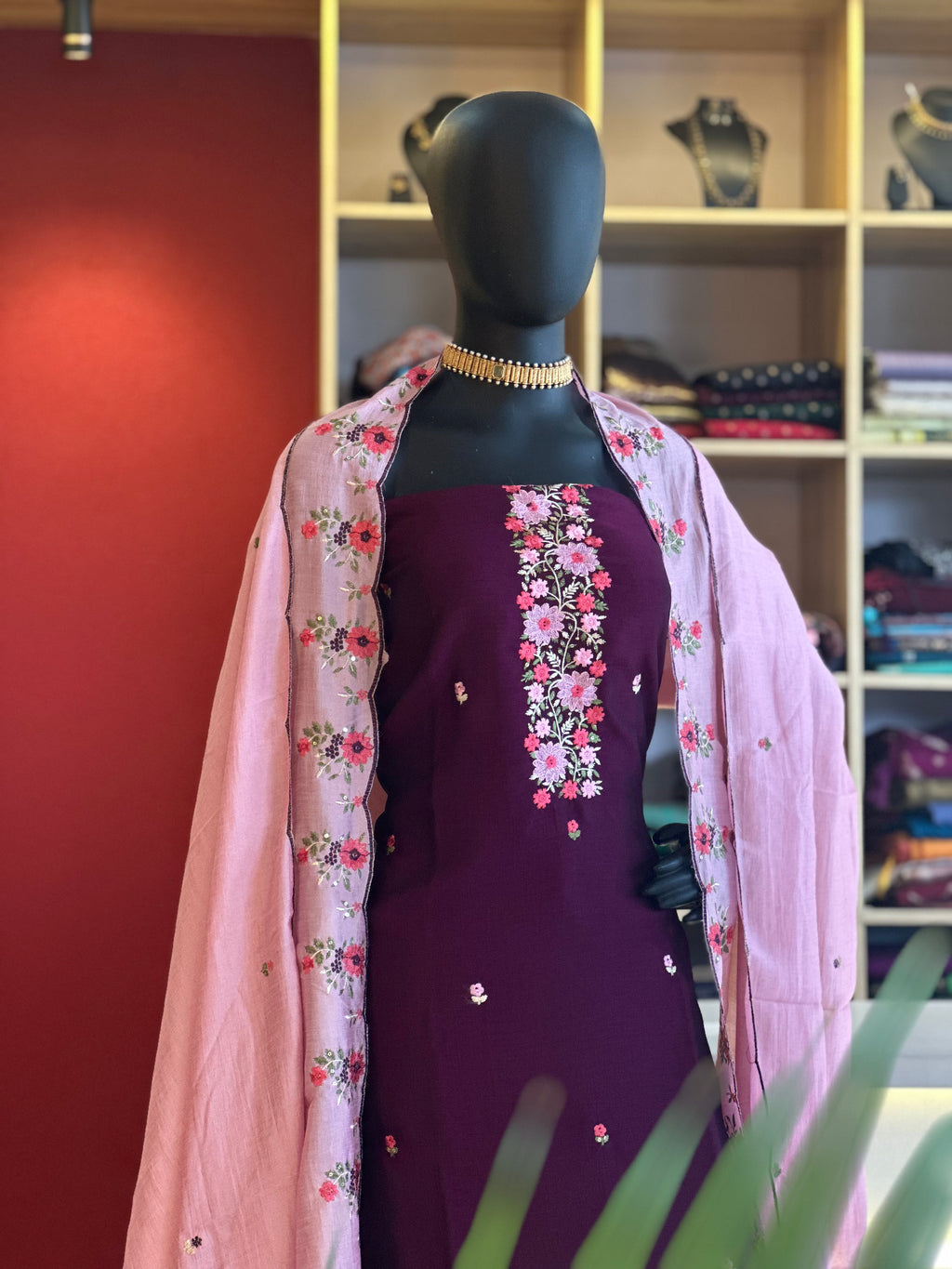 Vijithra Silk Embroidery Work Material – Luxurious Fabric for Festive Elegance