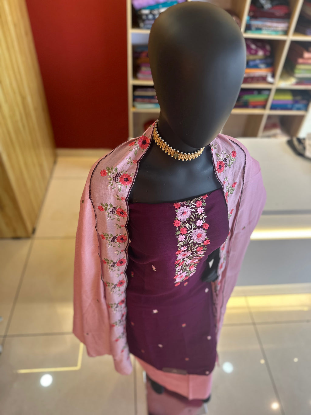 Vijithra Silk Embroidery Work Material – Luxurious Fabric for Festive Elegance