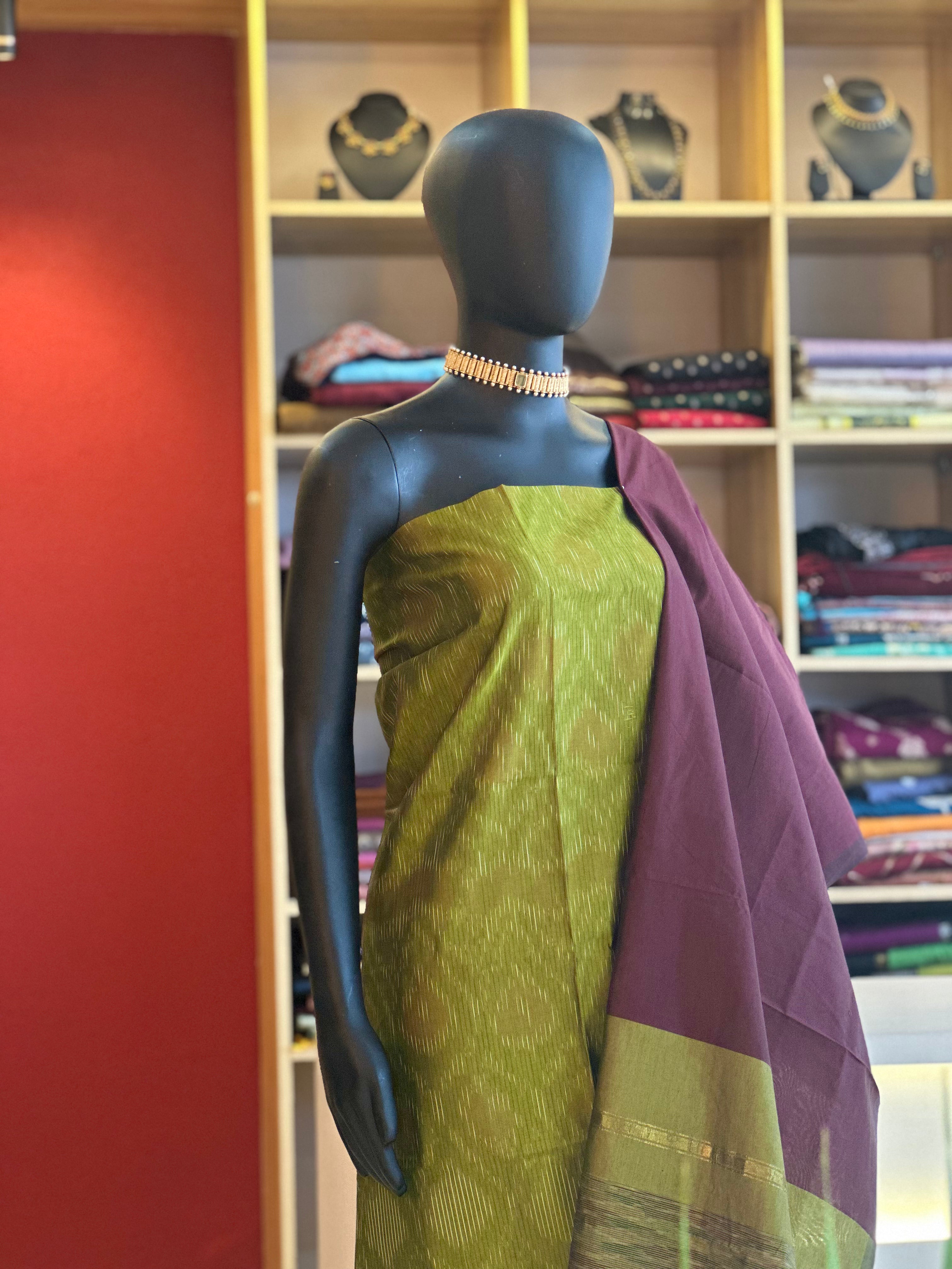 Pochampally Cotton Churidar Material – Handcrafted Elegance from Ayka Fashions