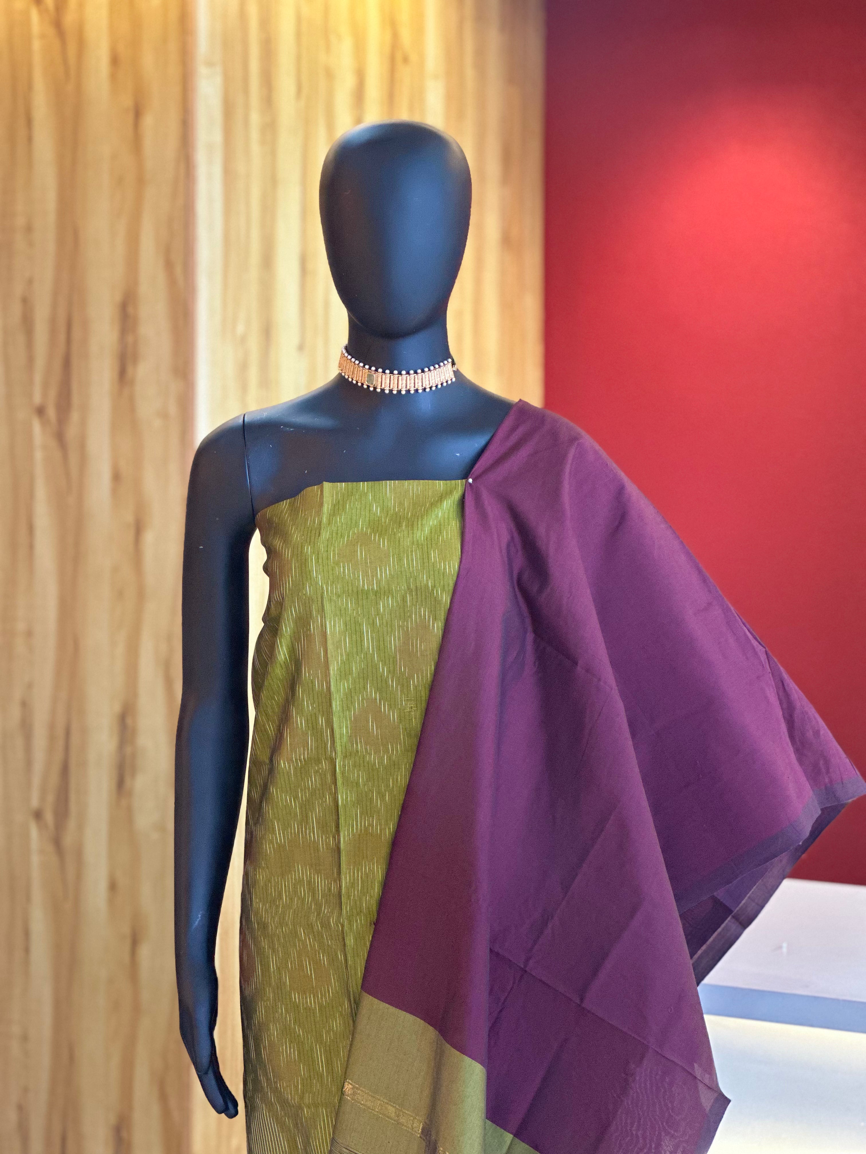 Pochampally Cotton Churidar Material – Handcrafted Elegance from Ayka Fashions