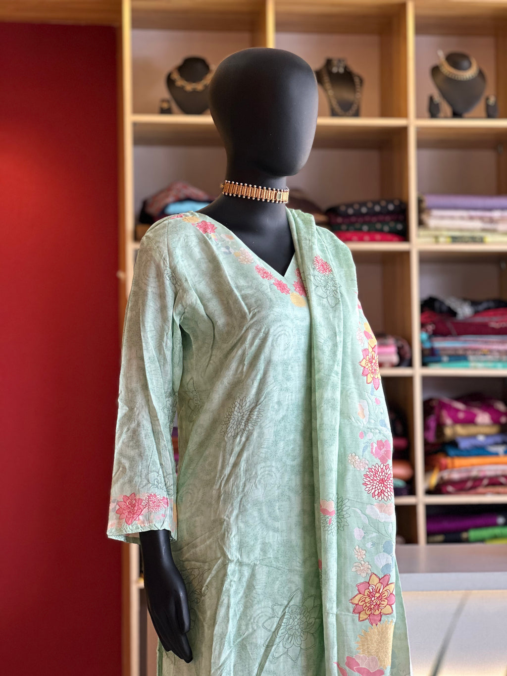 Premium Floral Muslin Churidar Set – Elegant Comfort by Ayka Fashions