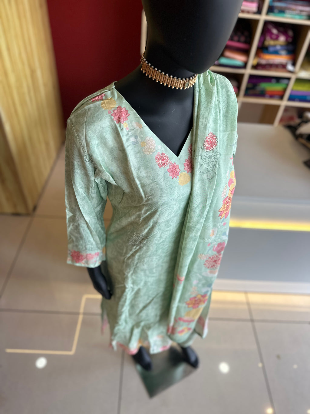 Premium Floral Muslin Churidar Set – Elegant Comfort by Ayka Fashions