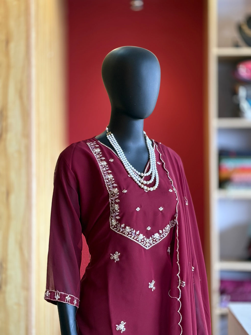 Fox Georgette Ready-Made Churidar Set – Elegant Boutique Wear by Ayka Fashions