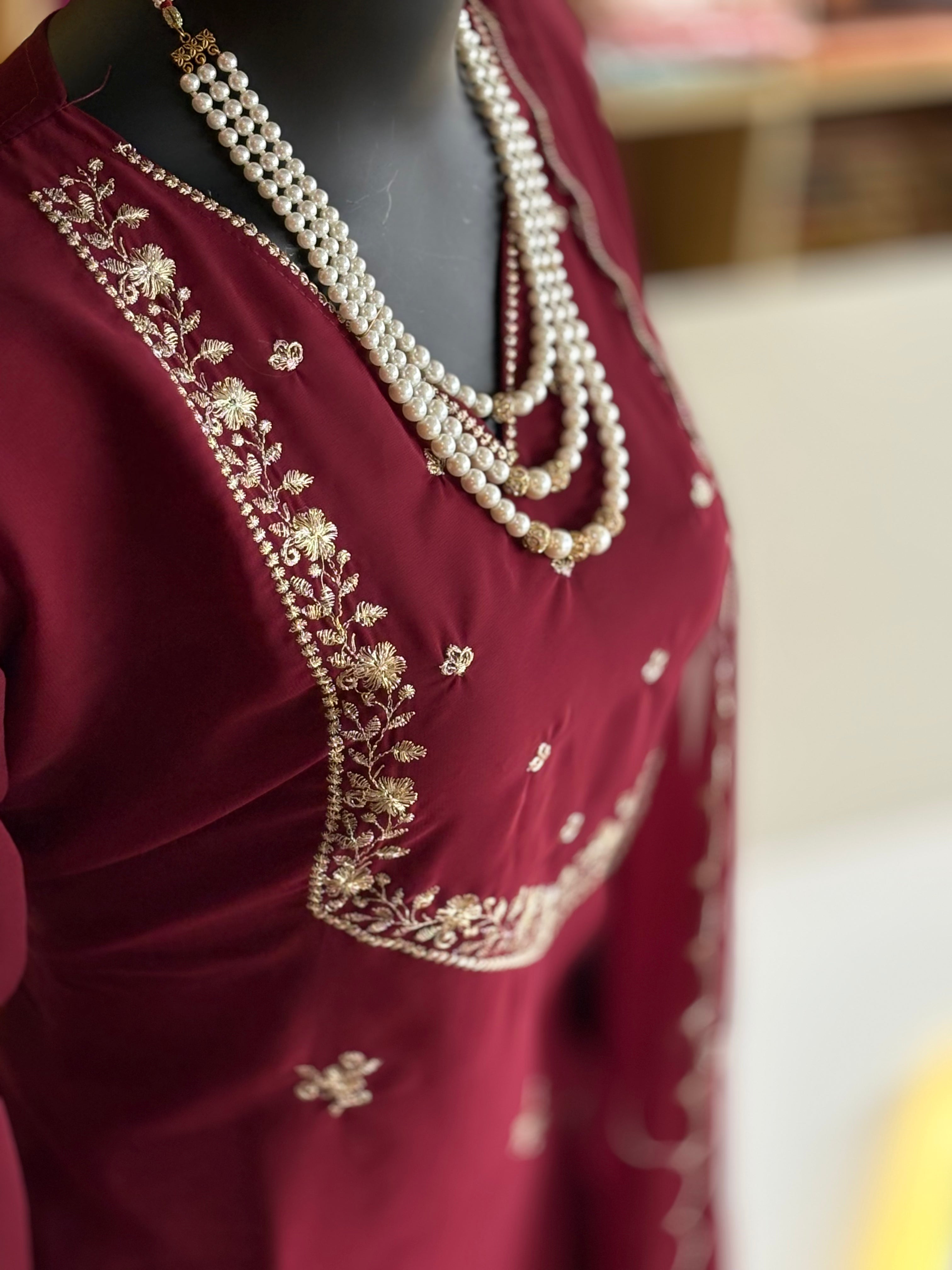 Fox Georgette Ready-Made Churidar Set – Elegant Boutique Wear by Ayka Fashions