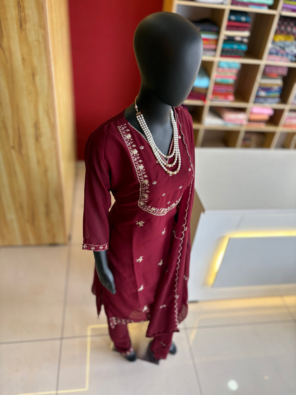 Fox Georgette Ready-Made Churidar Set – Elegant Boutique Wear by Ayka Fashions