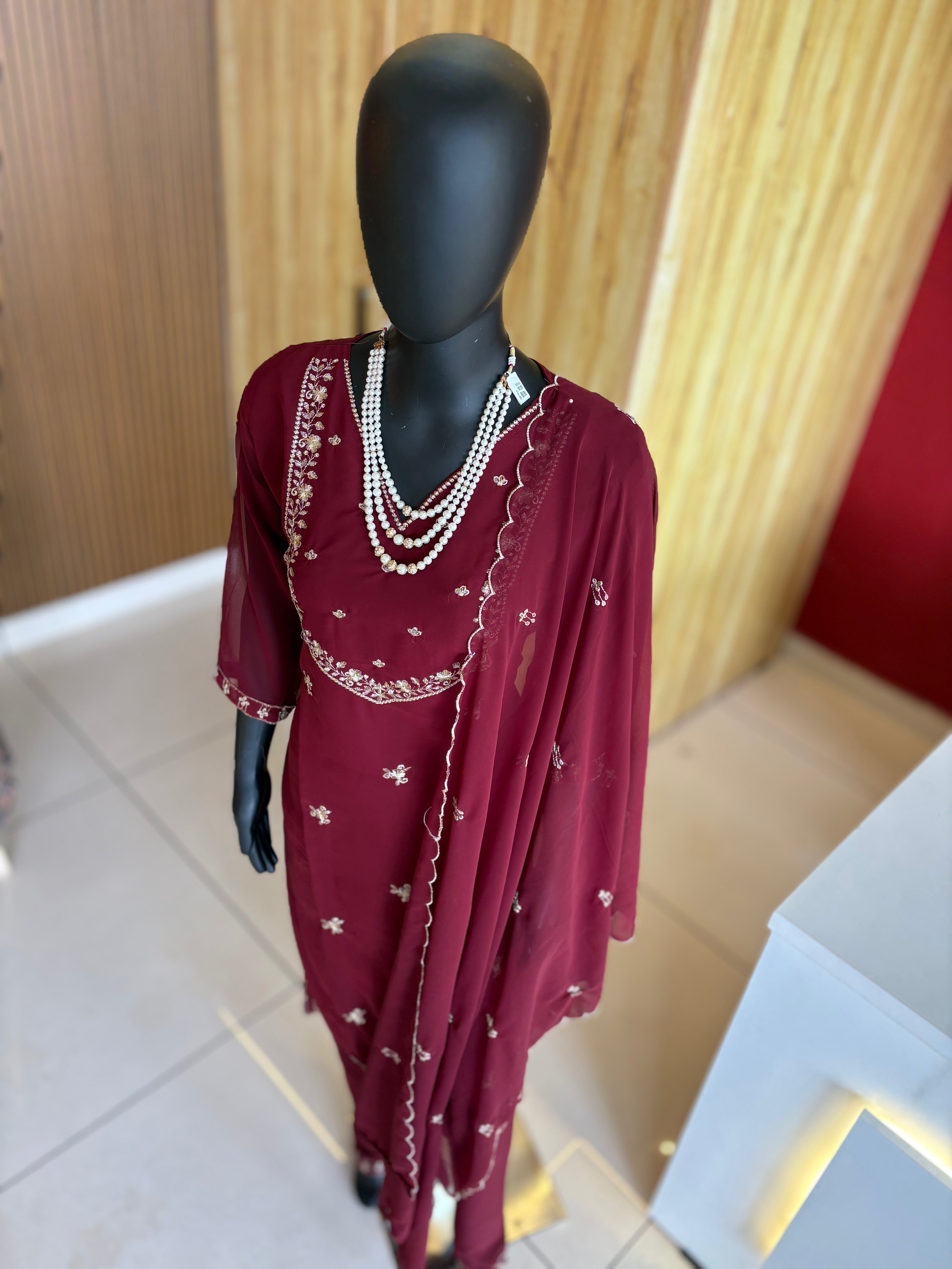 Fox Georgette Ready-Made Churidar Set – Elegant Boutique Wear by Ayka Fashions